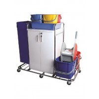 Kat Hizmet Arabası Dolaplı Çift Kovalı Krom