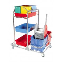 Kat Hizmet Arabası Çift Kovalı Krom 